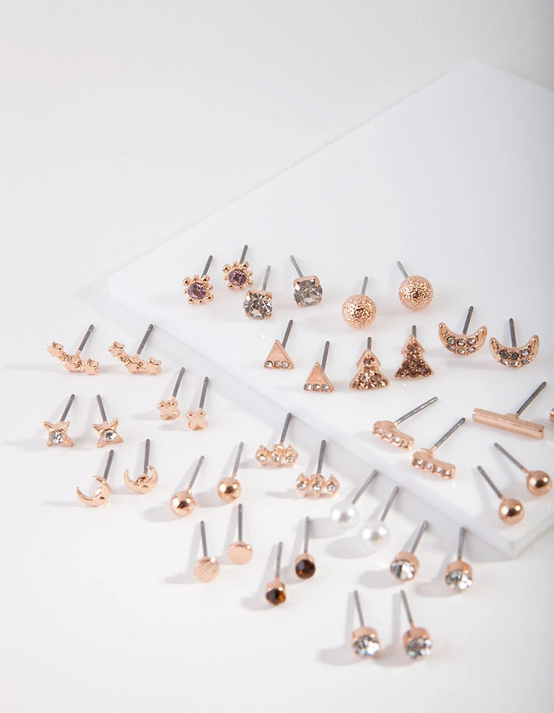 Rose Gold Classic Mixed Stud Earring Pack