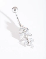 Rhodium Surgical Steel Floral Belly Bar