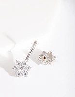 Silver Surgical Steel Double Flower Belly Bar