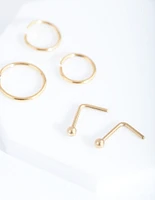 Gold Plain Nose Piercing 6-Pack