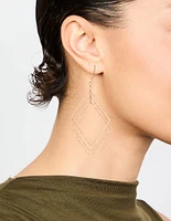 Gold Diacut Hollow Diamond Drop Earrings
