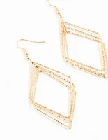 Gold Diacut Hollow Diamond Drop Earrings