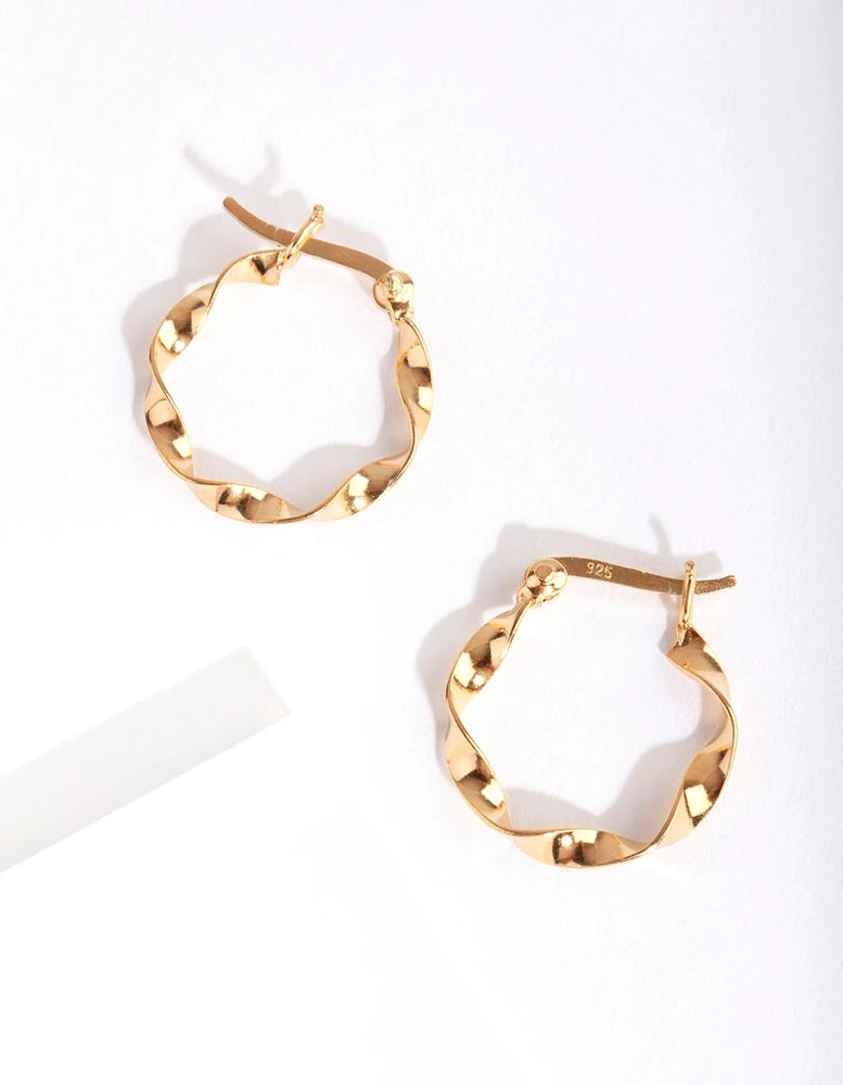 Gold Plated Sterling Silver 15mm Twist Hoop Earrings