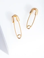 Gold Plated Sterling Silver Safety Pin Earrings