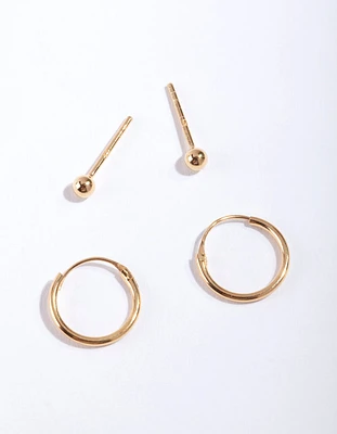 Gold Plated Sterling Silver Stud Hoop Pack