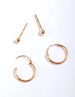 Gold Plated Sterling Silver Stud Hoop Pack