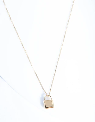 Gold Plated Sterling Silver Padlock Necklace