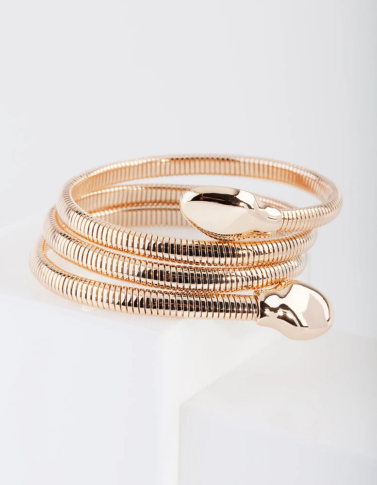 Gold Snake Chain Coil Bracelet