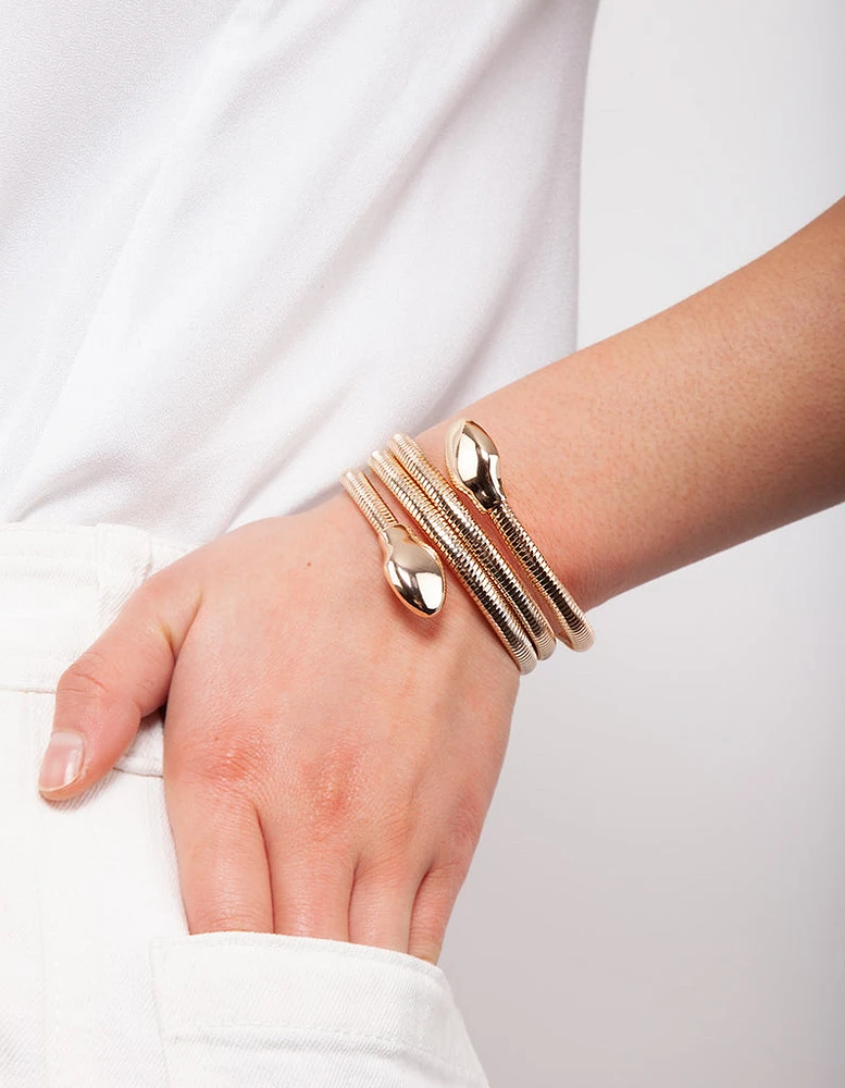 Gold Snake Chain Coil Bracelet