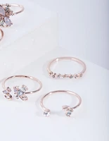 Rose Gold Floral Gem Ring Pack