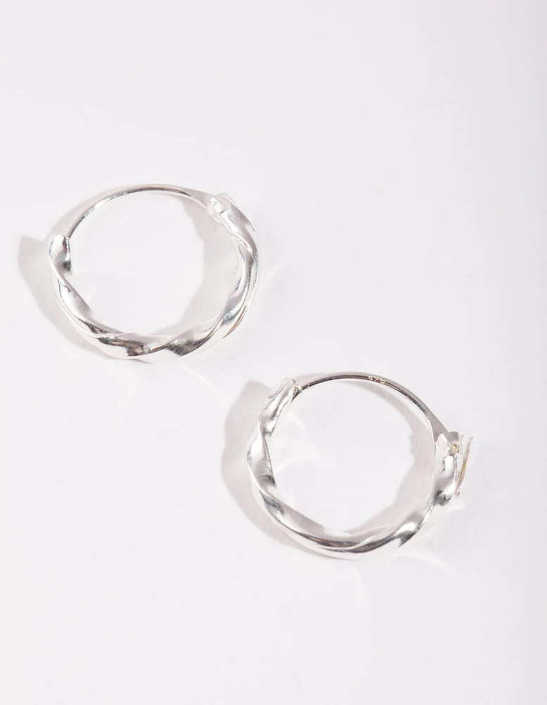 Sterling Silver Twist Hoop Earrings