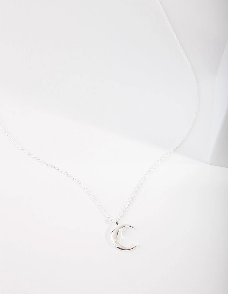 Sterling Silver Crescent Moon Necklace