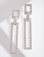 Diamante Rectangle Drop Earrings