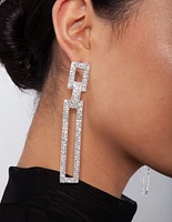 Diamante Rectangle Drop Earrings