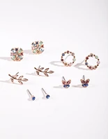 Rose Gold Butterfly Earring 5-Pack