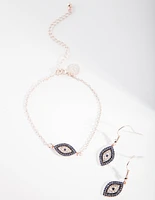 Rose Gold Evil Eye Jewellery Set Gift Box