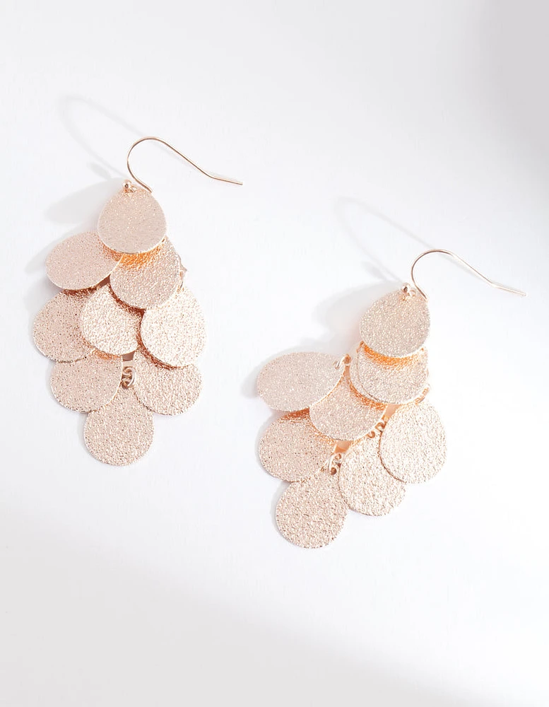 Rose Gold Sandblast Waterfall Earrings