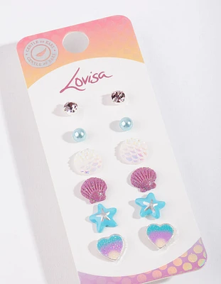 Kids Mermaid Stud Earring 6-Pack