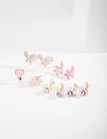 Kids Rose Gold Hearts & Flowers Clip Earring 5-Pack