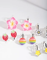 Kids Fruity Flower Clip-On Earring 5-Pack