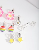 Kids Fruity Flower Clip-On Earring 5-Pack