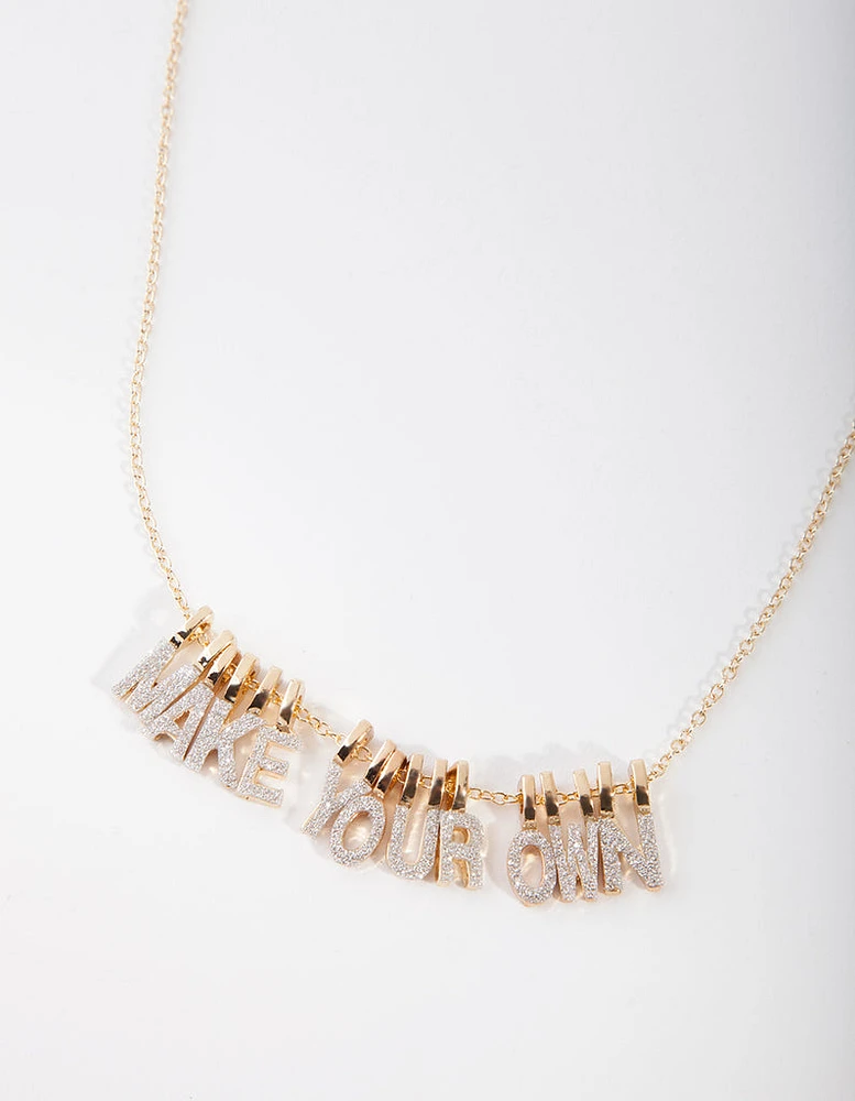 Kids Gold Glitter Make Your Own Enamel Letter Necklace