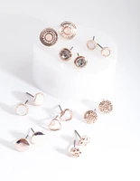 Rose Gold Big Stud Ear 8-Pack