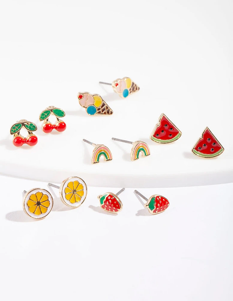 Kids Fruit Stud Earring 6-Pack