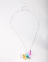 Kids Silver Multi Coloured Unicorn Necklace