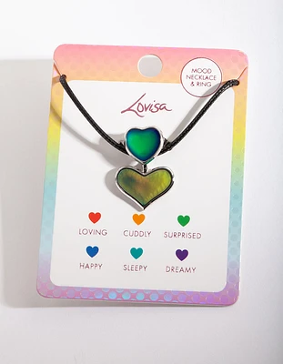 Kids Mood Heart Necklace & Ring Set