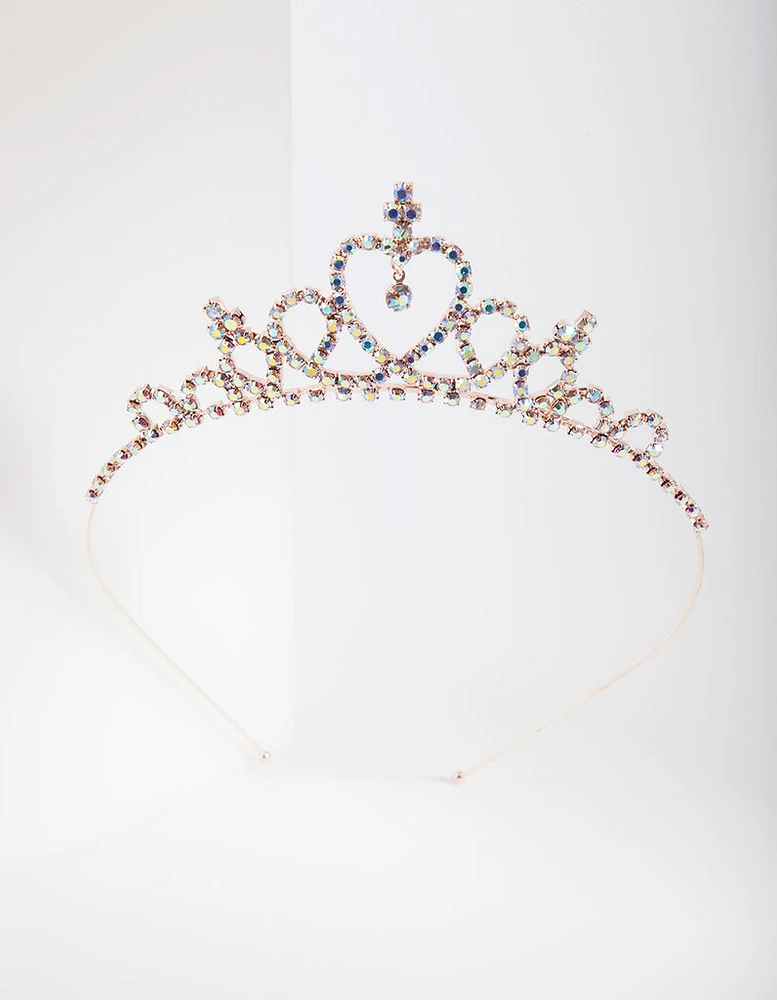 Kids Rose Gold Diamante Tiara Headband