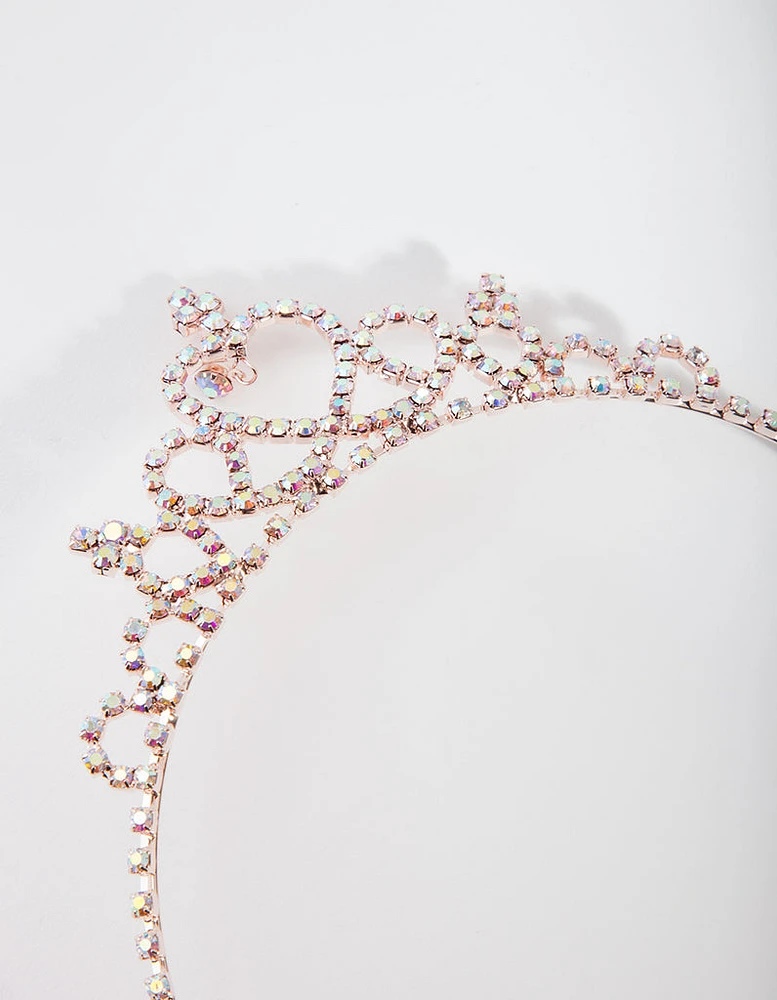 Kids Rose Gold Diamante Tiara Headband