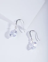 Silver Cubic Zirconia Classic Diamante Drop Earrings