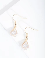 Gold Cubic Zirconia Diamante Teardrop Earrings