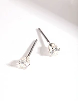 Silver Cubic Zirconia Micro Stud Earrings