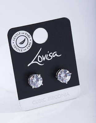 Silver Cubic Zirconia Circle Earrings