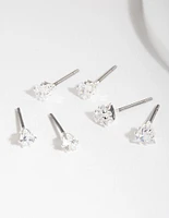 Silver Cubic Zirconia Geo Earring Pack