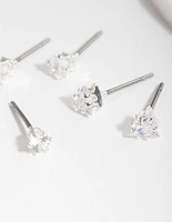 Silver Cubic Zirconia Geo Earring Pack