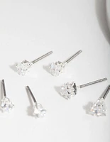 Silver Cubic Zirconia Geo Earring Pack