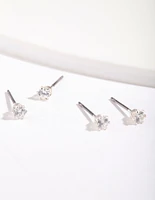 Silver Cubic Zirconia Micro Earring Pack