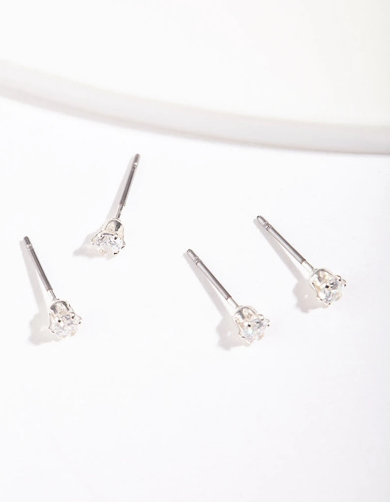 Silver Cubic Zirconia Micro Earring Pack