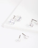 Cubic Zirconia Round Stud Earring Pack