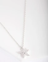 Silver Cubic Zirconia Flower Necklace