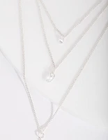 Silver Cubic Zirconia Multi Row Y Necklace