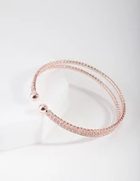 Rose Gold Cubic Zirconia Row Cuff Bracelet