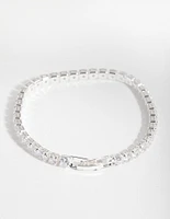 Silver Cubic Zirconia Baguette Tennis Bracelet