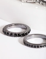 Black Stone Gunmetal Ring Stack