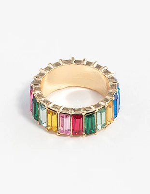 Gold Rainbow Gem Ring