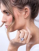 Silver Rectangle Celebrity Engagement Ring