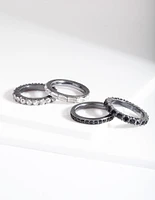 Black Stone Gunmetal Ring Stack